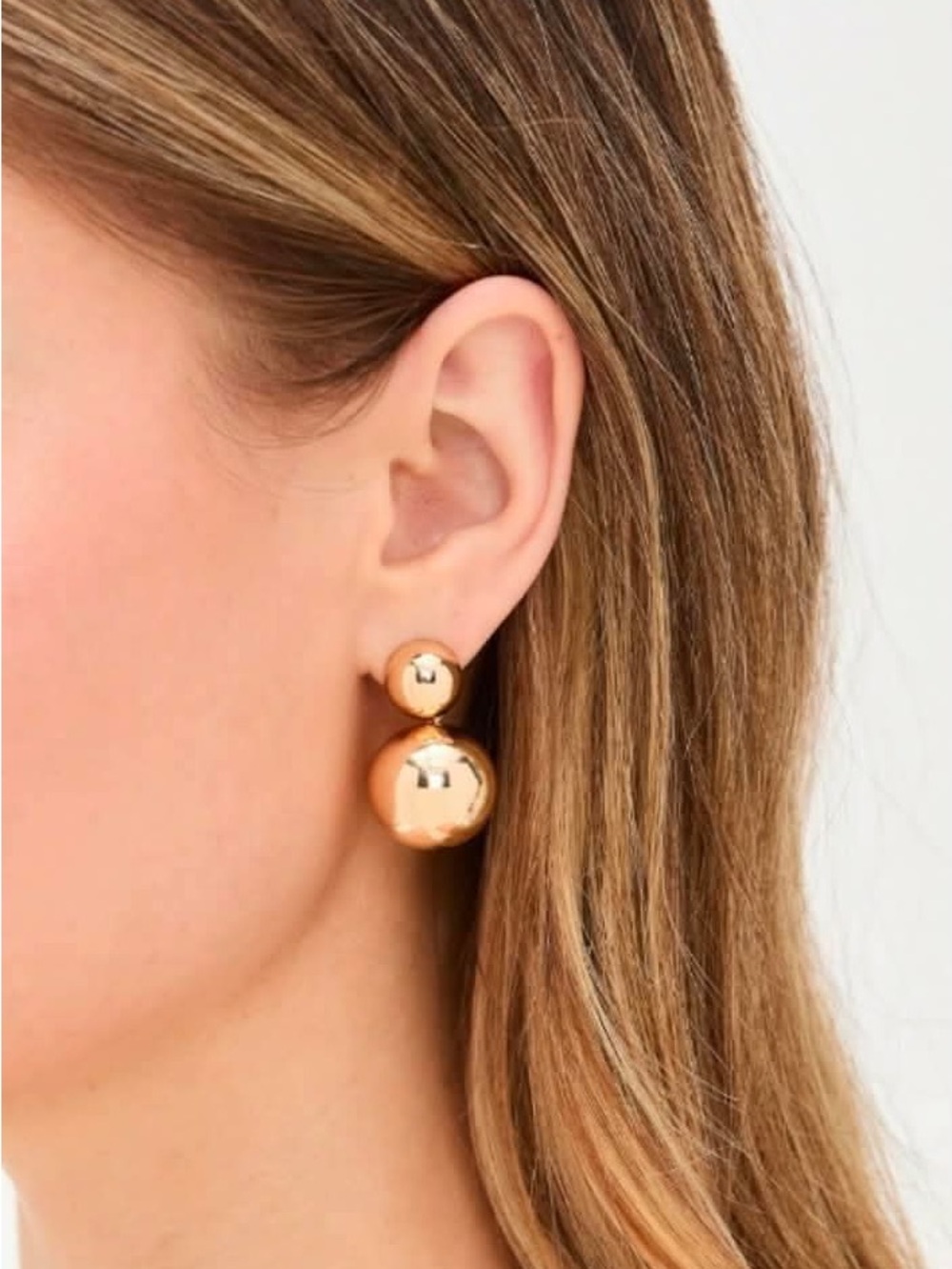 NWOT Nordstrom Gold Double Ball Drop Earrings - Women Jewelry - Picture 2 of 3
